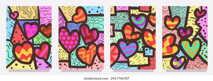 abstract love heart shape vector template. set of valentines day editable banner or print vector illustration  