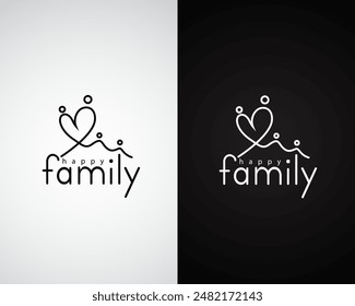 abstract love with a line concept in the shape of two parents and two children logo design