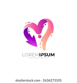 Abstract love logo and arrow design template, charity design