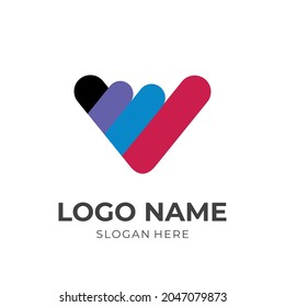 abstract love logo design template concept vector with flat colorful style