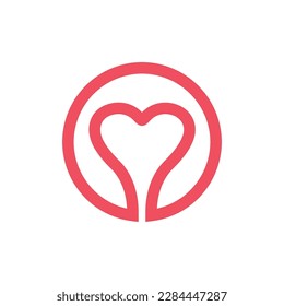 Abstract love logo icon design in line art style