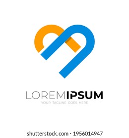 Abstract love logo with line design vector, flat style icon