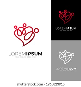 Logotipo de amor abstracto con familia de diseño de líneas, estilo plano