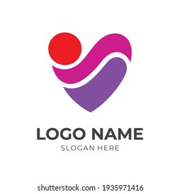 abstract love logo template with flat colorful style