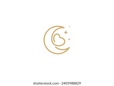 abstract love moon star logo design icon template