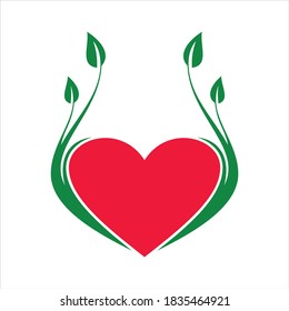 abstract love nature icon logo vector flat concept design