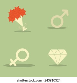 abstract love object on a green background
