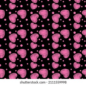 Abstract. Love pattern seamless pink and black background. design for mask face, pillow, fashion, clothing, fabric. vector.