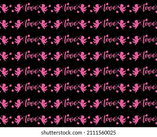 Abstract. Love pattern seamless pink and black background. design for mask face, pillow, fashion, clothing, fabric. vector.