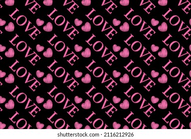 Abstract. Love pattern seamless pink and black background. design for mask face, pillow, fashion, clothing, fabric. vector.