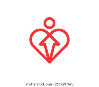 Abstract Love, People, Heart Logo Design Template With Line Art Design