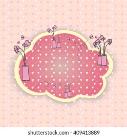 abstract love pink background with border heart pattern vector