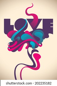 Abstract love poster. Vector illustration.