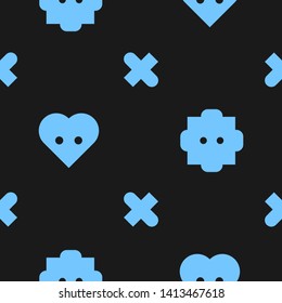 Abstract love robot Emoji seamless pattern. Vector illustration on dark background. 