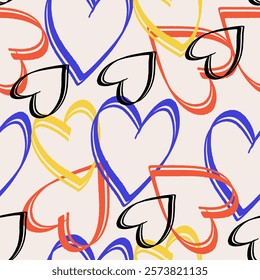 Abstract love seamless pattern background. Romantic abstract geometric background.Vector retro illustration for Valentine's day.