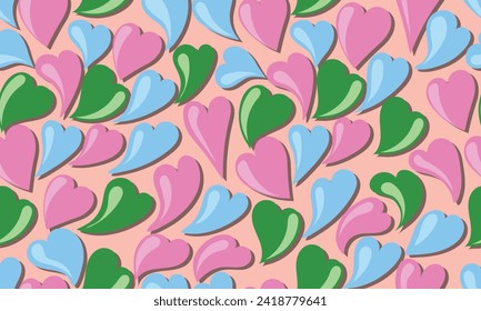 Abstract love seamless pattern for design, background, greeting card, Valentine's Day, etc