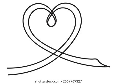 Abstractas dibujo de una línea de forma de amor Ilustración de contorno continuo minimalista