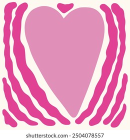 Abstract love shape poster. Hand drawn love infantile style. Organic doodle shapes matisse style, naive art, contemporary backgrounds. Heart vector illustration