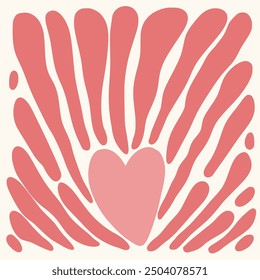Abstract love shape poster. Hand drawn heart infantile style. Organic doodle shapes matisse style, naive art, contemporary backgrounds. Heart vector illustration