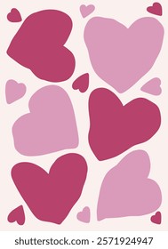 Abstract love shape poster. Hand drawn heart infantile style. Organic doodle shapes matisse style, naive art, contemporary backgrounds. Heart vector illustration