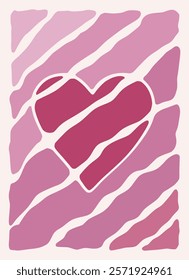 Abstract love shape poster. Hand drawn heart infantile style. Organic doodle shapes matisse style, naive art, contemporary backgrounds. Heart vector illustration