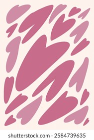Abstract love shape poster. Hand drawn heart infantile style. Organic doodle shapes matisse style, naive art, contemporary backgrounds. Heart vector illustration