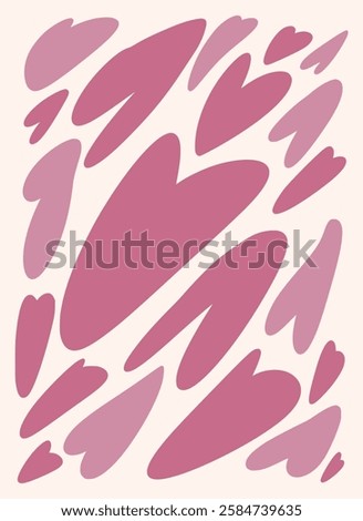 Abstract love shape poster. Hand drawn heart infantile style. Organic doodle shapes matisse style, naive art, contemporary backgrounds. Heart vector illustration