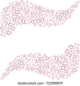 an abstract love of the small hearts frame on a white background. For postcard, invitation, poster for birthday, Valentine's day, holiday, party, wedding. Vector illustration.