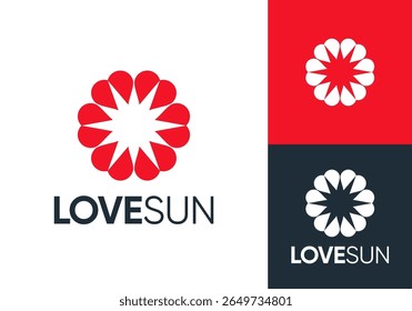 abstract love with sun logo. simple nature energy design concept