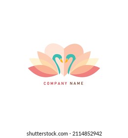 Resumen de la ilustración vectorial del logotipo del cisne de amor. plantilla de diseño del logotipo de swan.