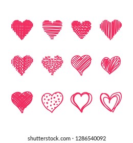 Abstract love symbols for Happy Valentine's Day on a white background