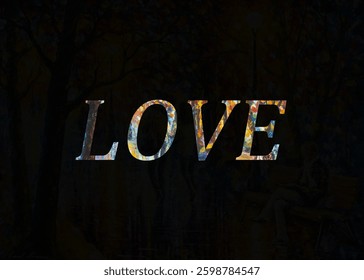 Abstract Love Text Effect Design Black Background
