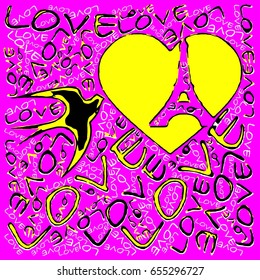 Abstract Love words with eiffel tower illustration