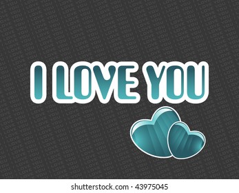 abstract i love you background with set of seagreen heart