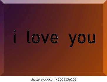 Abstract i love you Text Effect Design Purple Background