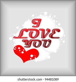 Abstract Love You Valentine's Day Greeting card, vector illustration with gray background.