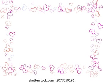 Abstract love for your Valentines Day.  seamless background with different colored confetti hearts for valentine time. Love symbols border for 14 February frame or border.