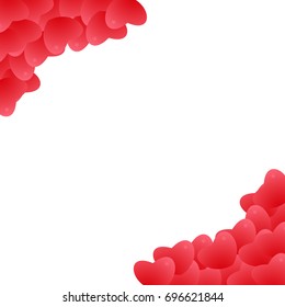 Abstract love for your Valentines Day greeting card design. Red Hearts frame isolated on white background. Vector illustration