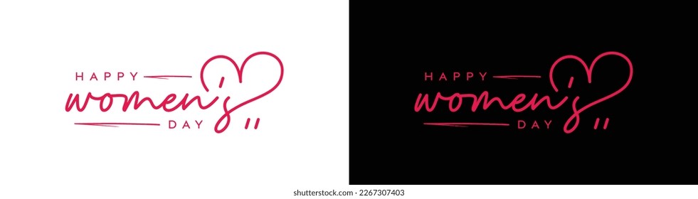 Abstract lovely Happy Women's Day Logo Design, 8 march happy women's day, black, white and pink color with a love vector logo template