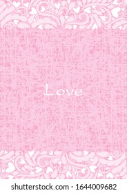 Abstract lover flower frame vector on pink background for decoration on Valentine's day festival and wedding events.