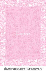 Abstract lover flower frame vector on pink background for decoration on Valentine's day festival and wedding events.