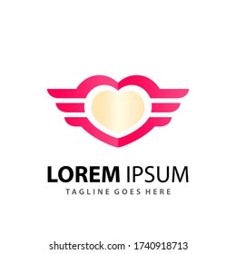 Abstract Loves Wings Logo Design Template Premium Vector