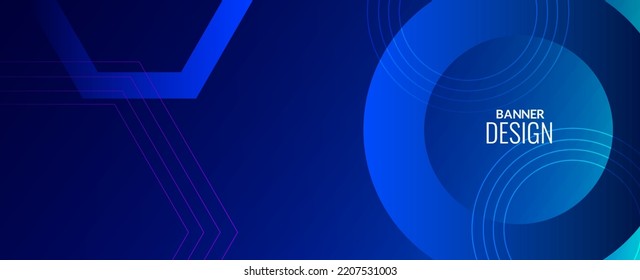 Abstract low hexagonal blue color design banner template