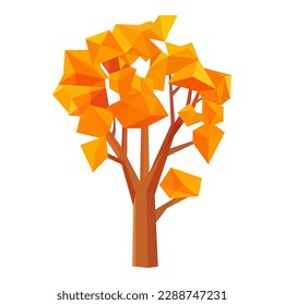 Abstract low poly autumn tree icon isolated. Geometric polygonal style. 3d low poly. Stylized design element. Design for poster, flyer, cover, brochure.