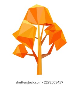 Abstract low poly autumn tree icon isolated. Geometric polygonal style. 3d low poly. Stylized design element. Design for poster, flyer, cover, brochure.