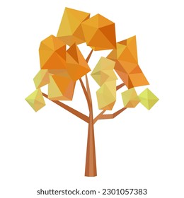 Abstraktes Herbstbaumsymbol in Low-Poly-Form einzeln. Geometrischer polygonaler Stil. 3d Low-Poly-Systeme. Stilvolles Design. Design für Poster, Flyer, Cover, Broschüre.