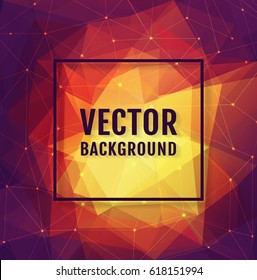 Abstract low poly background with frame and space for text. Colorful vector banner.