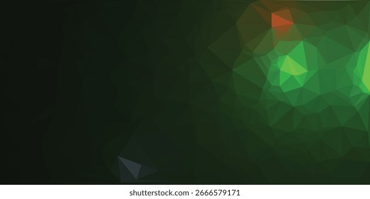 Abstractas bajo fondo de polietileno con luz brillante verde y roja en Ilustración vectorial oscura