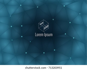 Abstract low poly background in green blue turquoise color tone with connection dots  for art work