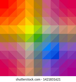 Abstract low poly background. Triangle irregular polygon geometric crystal origami multicolored rainbow spectrum pattern. Vector illustration
